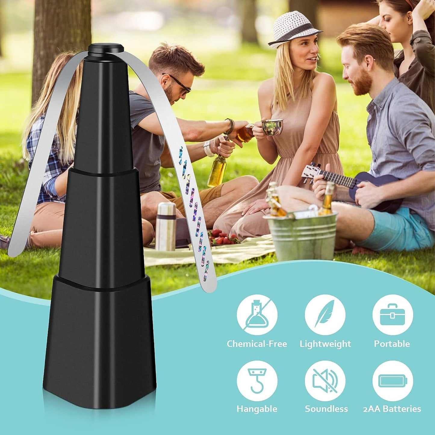 4-Pack: Portable Table Top Fly Fan Fly Spinner with Holographic Blades