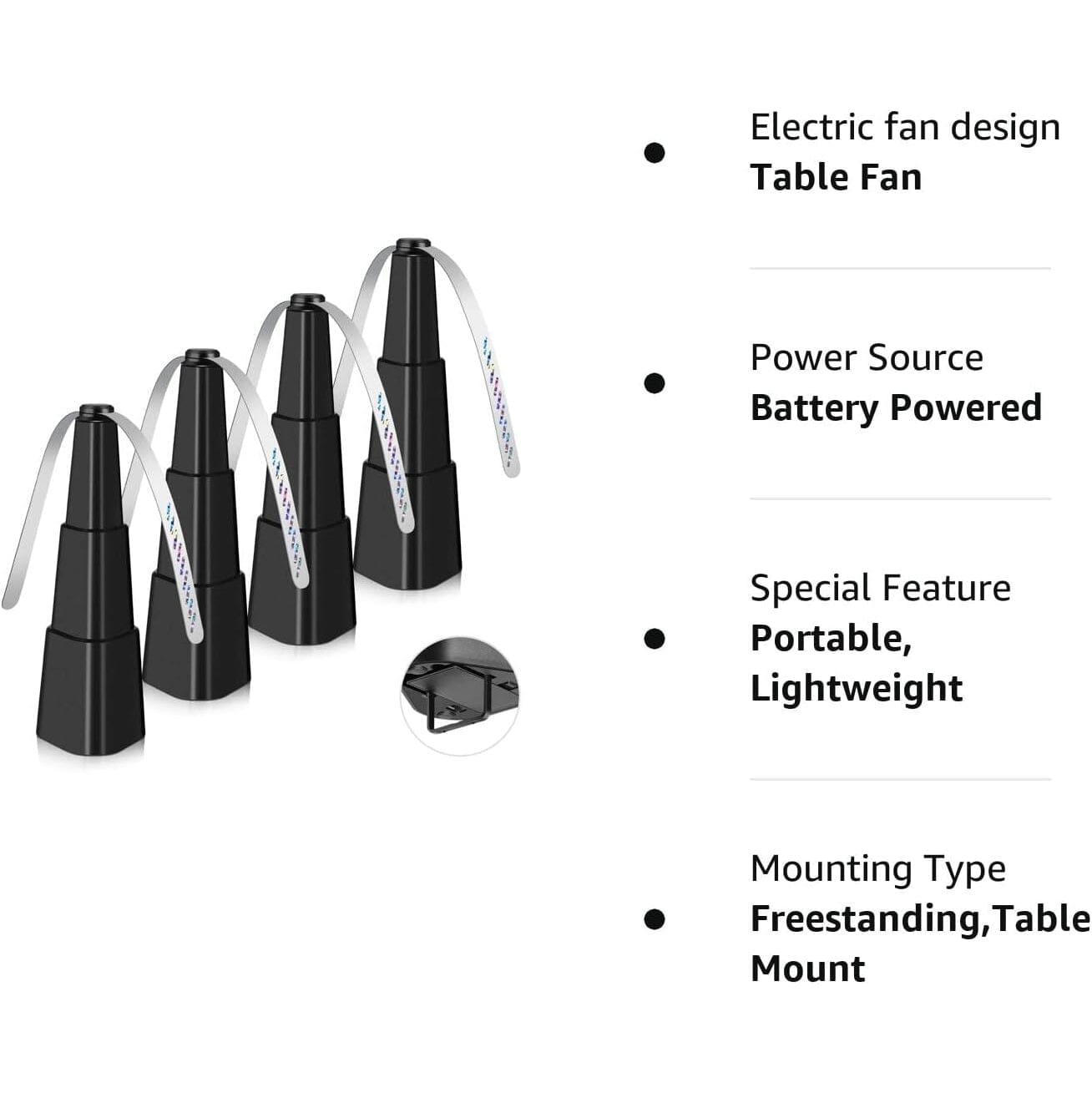 4-Pack: Portable Table Top Fly Fan Fly Spinner with Holographic Blades