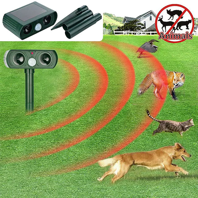 2-Piece: Outdoor Solar Ultrasonic Pest Repeller