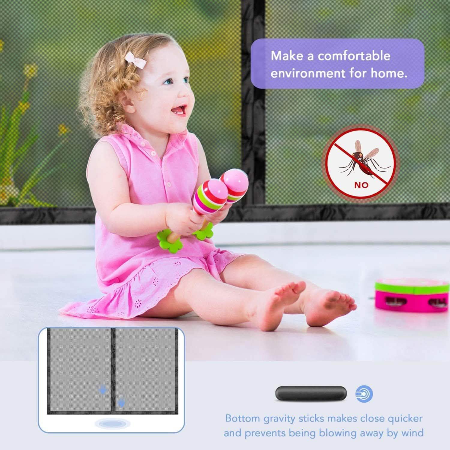 Magnetic Screen Door With Durable Fiberglass Mosquito Mesh Curtain