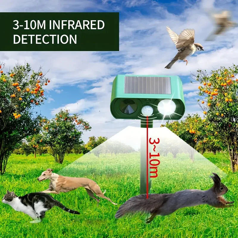 Solar Ultrasonic Animal Repeller with Motion Detector