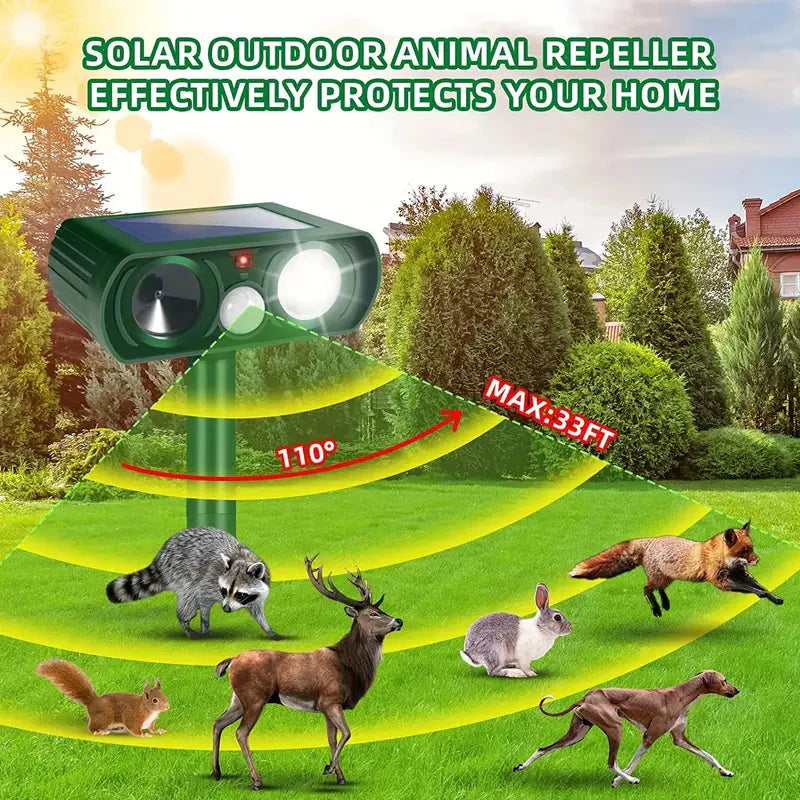 Solar Ultrasonic Animal Repeller with Motion Detector