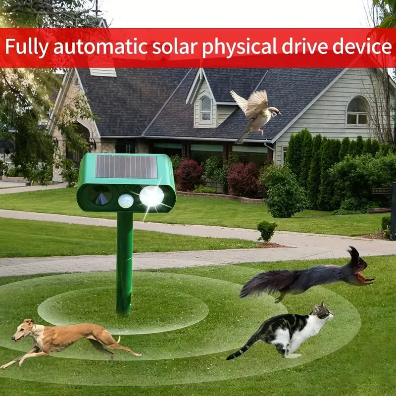 Solar Ultrasonic Animal Repeller with Motion Detector