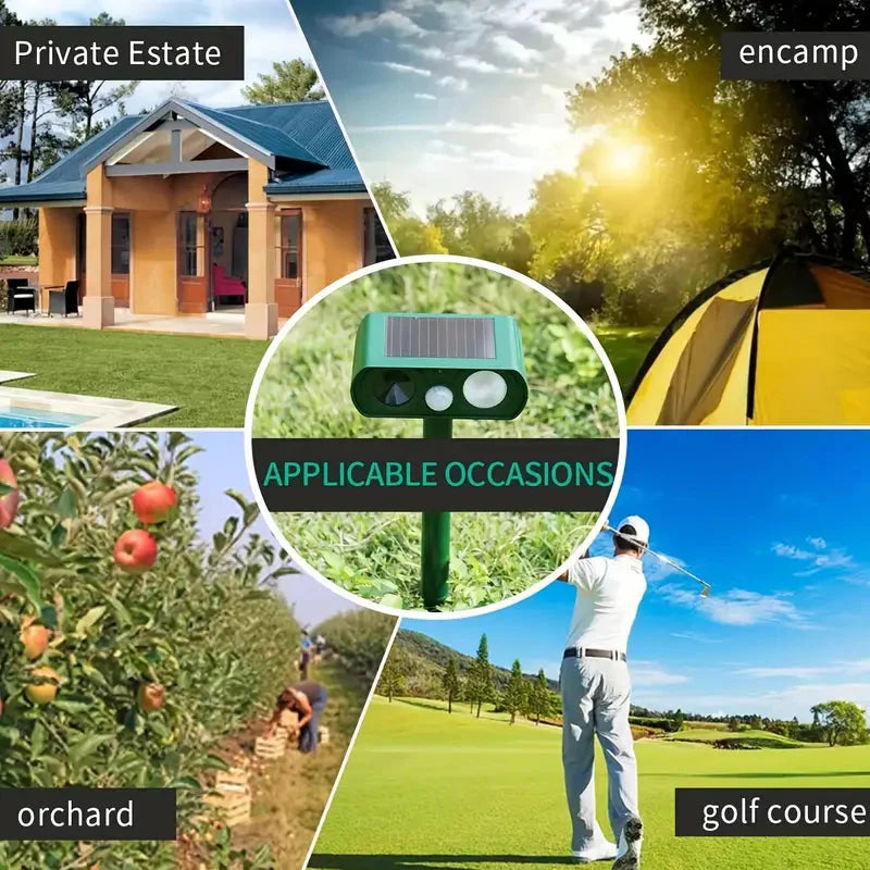 Solar Ultrasonic Animal Repeller with Motion Detector